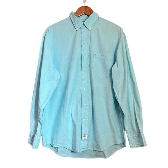 Izod saltwater light blue button down shirt. - Picture 1 of 11
